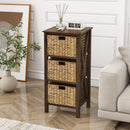 3/4-Tier Nightstand with 2 Seagrass Baskets Narrow X-Design-3 by LJGDeals