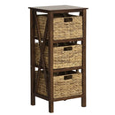 3/4-Tier Nightstand with 2 Seagrass Baskets Narrow X-Design-3 by LJGDeals