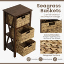 3/4-Tier Nightstand with 2 Seagrass Baskets Narrow X-Design-3 by LJGDeals