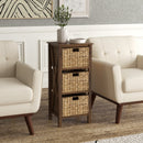 3/4-Tier Nightstand with 2 Seagrass Baskets Narrow X-Design-3 by LJGDeals