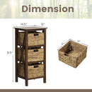 3/4-Tier Nightstand with 2 Seagrass Baskets Narrow X-Design-3 by LJGDeals