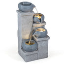 4-Tier Outdoor Water Fountain Cascading Bowl Waterfall Fountain with LED Lights by LJGDeals