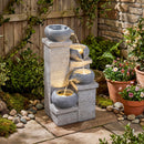 4-Tier Outdoor Water Fountain Cascading Bowl Waterfall Fountain with LED Lights by DirectDeals