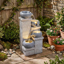 4-Tier Outdoor Water Fountain Cascading Bowl Waterfall Fountain with LED Lights by LJGDeals