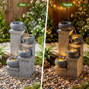4-Tier Outdoor Water Fountain Cascading Bowl Waterfall Fountain with LED Lights by DirectDeals