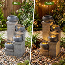 4-Tier Outdoor Water Fountain Cascading Bowl Waterfall Fountain with LED Lights by LJGDeals
