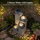 4-Tier Outdoor Water Fountain Cascading Bowl Waterfall Fountain with LED Lights by DirectDeals