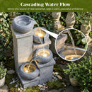 4-Tier Outdoor Water Fountain Cascading Bowl Waterfall Fountain with LED Lights by LJGDeals
