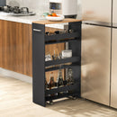 4-Tier Rolling Storage Cart Slim Kitchen Cart on Wheels with Open Shelves and Handle-Black