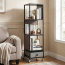 4-Tier Rotating Bookshelf on Wheels with Removable Drawer by LJGDeals