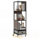 4-Tier Rotating Bookshelf on Wheels with Removable Drawer by DirectDeals