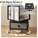 4-Tier Rotating Bookshelf on Wheels with Removable Drawer by LJGDeals
