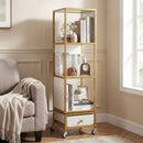 4-Tier Rotating Bookshelf on Wheels with Removable Drawer by LJGDeals
