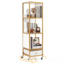 4-Tier Rotating Bookshelf on Wheels with Removable Drawer by LJGDeals