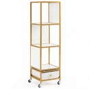 4-Tier Rotating Bookshelf on Wheels with Removable Drawer by DirectDeals