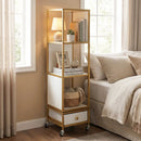 4-Tier Rotating Bookshelf on Wheels with Removable Drawer by LJGDeals