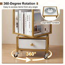 4-Tier Rotating Bookshelf on Wheels with Removable Drawer by LJGDeals