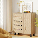 4-Tier Shoe Cabinet 2-Door Storage Organizer with Louvered Door-Natural by LJGDeals