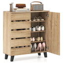 4-Tier Shoe Cabinet 2-Door Storage Organizer with Louvered Door-Natural by LJGDeals