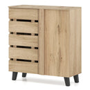 4-Tier Shoe Cabinet 2-Door Storage Organizer with Louvered Door-Natural by LJGDeals