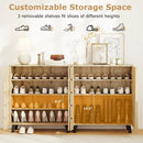 4-Tier Shoe Cabinet 2-Door Storage Organizer with Louvered Door-Natural by LJGDeals