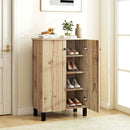4-Tier Shoe Organizer with Removable Shelves and 2 Doors-Natural by LJGDeals