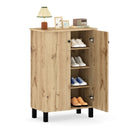 4-Tier Shoe Organizer with Removable Shelves and 2 Doors-Natural by LJGDeals