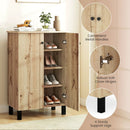 4-Tier Shoe Organizer with Removable Shelves and 2 Doors-Natural by LJGDeals