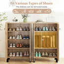 4-Tier Shoe Organizer with Removable Shelves and 2 Doors-Natural by LJGDeals