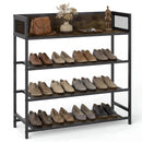 4-Tier Shoe Rack Industrial Shoe Organizer with Heavy Duty Metal Frame by DirectDeals
