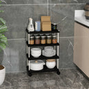 4-Tier Kitchen Slim Storage Cart with Lockable Wheels-Black by LJGDeals