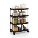 4-Tier Kitchen Slim Storage Cart with Lockable Wheels-Black by LJGDeals