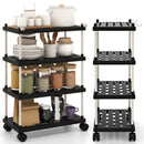 4-Tier Kitchen Slim Storage Cart with Lockable Wheels-Black by LJGDeals