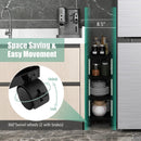 4-Tier Kitchen Slim Storage Cart with Lockable Wheels-Black by LJGDeals