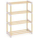 4-Tier Solid Wood Shoe Rack with Slatted Open Shelves-Gray