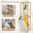 3-Tier Tilt-Out Laundry Hamper with Storage Shelves for Laundry Room-Natural and White by LJGDeals