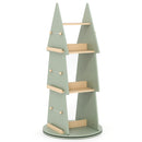 4 Tier Tree Shape Kids Rotating Bookshelf 360¬∞ Display Rack Storage Organizer-Green