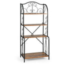 4-Tier Industrial Kitchen Baker's Rack with Open Shelves and X-Bar