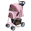 Folding Pet Stroller with Storage Basket and Adjustable Canopy by LJGDeals
