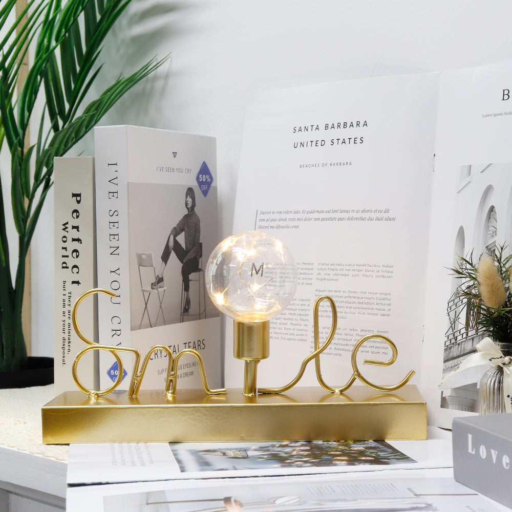 Decorative Cordless lamp Home Decor Lights with Warm White Fairy Lights(Smile), photo 3 of 5