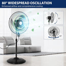BILT HARD 18" 3900 CFM Oscillating Pedestal Fan: High Velocity, 3-Speed Metal Shop Fan, UL Listed