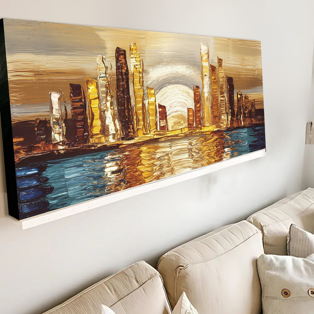 Golden Metropolis Abstract Impasto Wall Art, photo 4 of 10