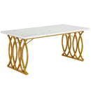 63" Modern Dining Table with Faux Marble Tabletop for 4-6 People