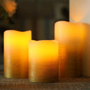 Gold Real Wax Battery Powered Candle ( Set of 3) by JHY DESIGN