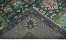 Antique Design Hand Knotted Green Moss and Blue Turkish Oushak Custom Made Wool Area Rug