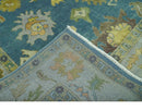 Blue, Silver and Olive 8x10 Hand knotted Traditional Oushak wool area rug by The Rug Decor