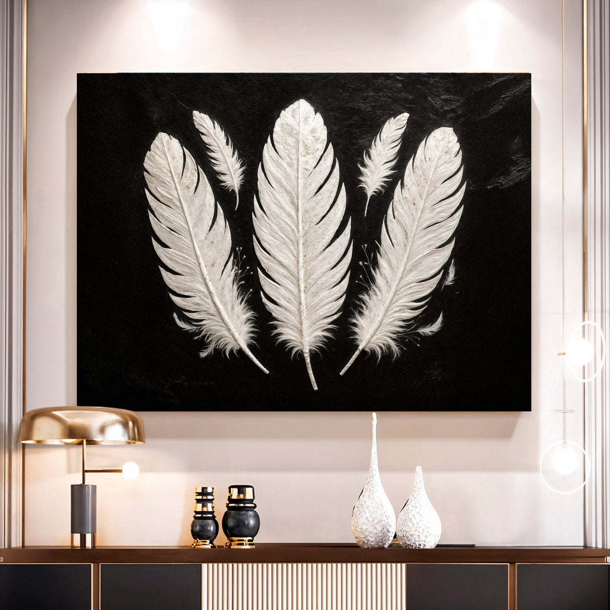 Minimalist Monochrome Feather Wall Art, photo 3 of 10