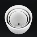 3-Piece White Stoneware Planter Pot Set with Vertical Groove Texture