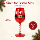 Ho Ho Ho Santa's Christmas Stemmed Wine & Water Glasses - Set of 2