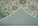Beige Blue Purple Traditional Floral Hand Tufted Wool Area Rug